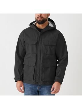 Duluth Trading Co Black Hooded Utility Jacket M Tall Nylon